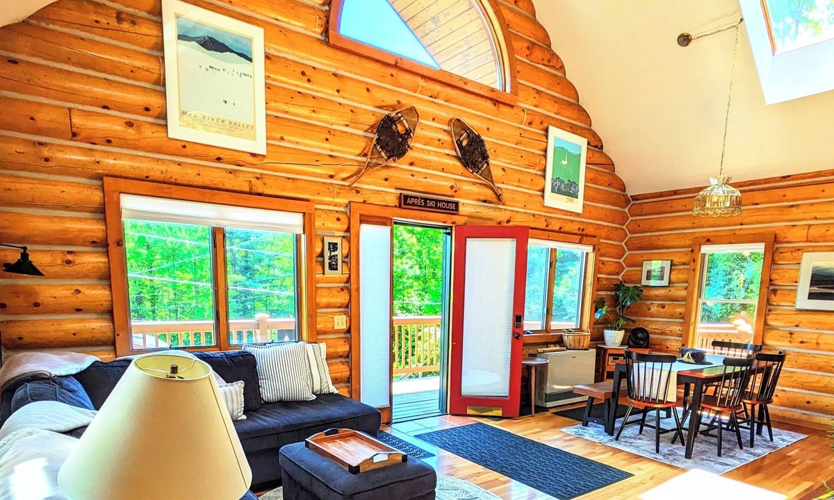 Warren Ski Chalet | Authentic Log Home in Warren. Ski town. Mountain biking. Short walk to lake.