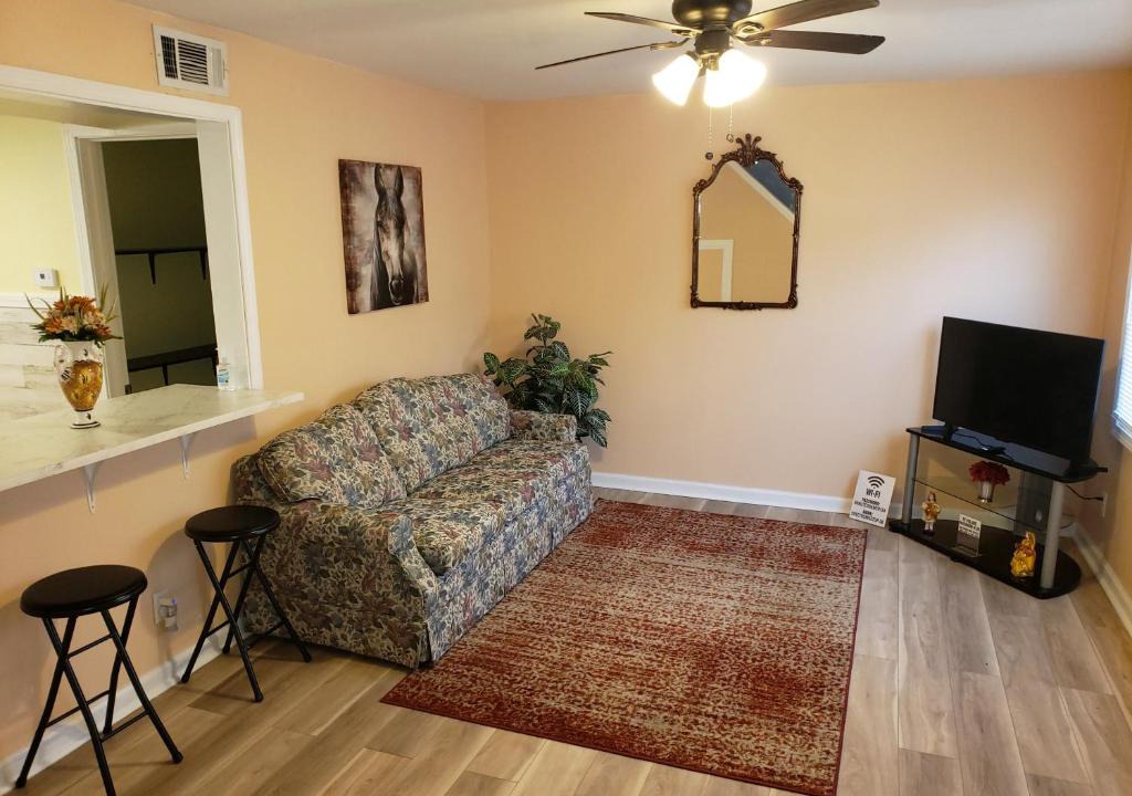 Cheektowaga House | BEAUTIFUAL 3BR, 1 Bath, FREE PARKING #B, FREE WIFI, FULL KITCHEN, Living room, back yard