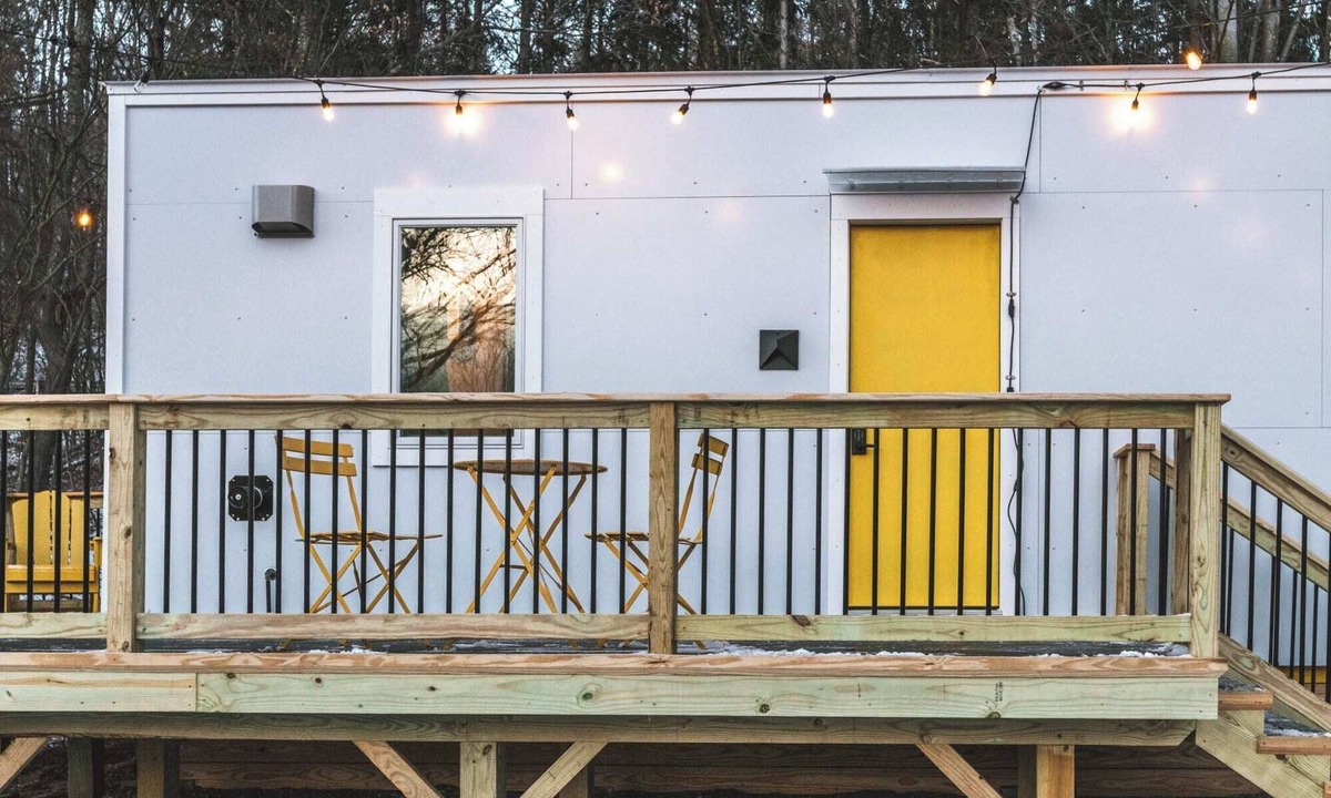 Johnson House | Modern Tiny House w/hot tub & river near Stowe