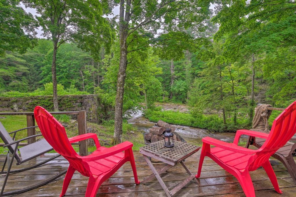 Mill River House | The Mill River Cabin with Fireplace and River View!