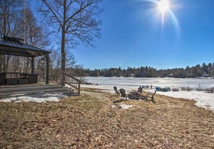New Hampshire Home with Private Beach, Dock and Rafts!