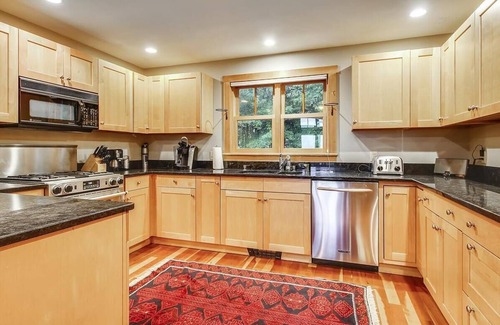 Stowe Area House | Treetops: 4 br, woodstove, a/c, deck & views, firepit, garage, great location!