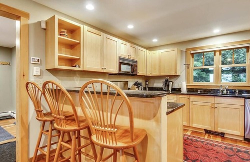 Stowe Area House | Treetops: 4 br, woodstove, a/c, deck & views, firepit, garage, great location!