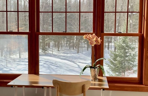 Morrisville House | 5 acre Stowe chalet w/deck, hot tub, views, fireplaces, & pond