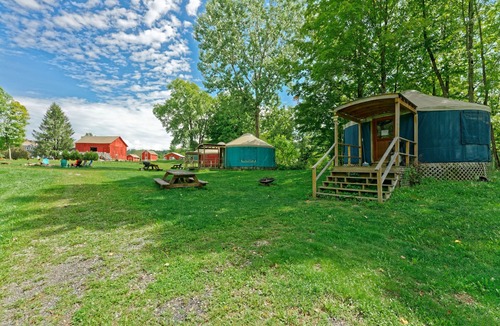 South Hartford RV Rental | Andelyn Farm Butterfly Haven Yurt. A Unique Glamping Experience in Up-State NY