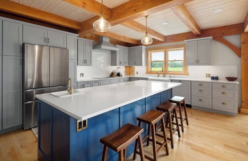 Morrisville House | BRAND NEW Modern Timber-frame Oasis: 4BR Home Near Stowe with WiFi, fitness room