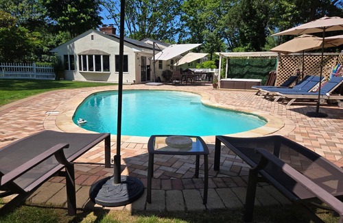 Hampton Bays House | Charming Split-Level House with heated pool, hot tub & a brand-new septic system