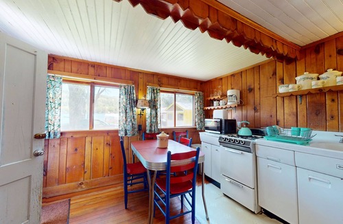 Wells Cottage | Cozy cottage w/waterfront, beach, dock, lake views, playground, kayaks, and A/C