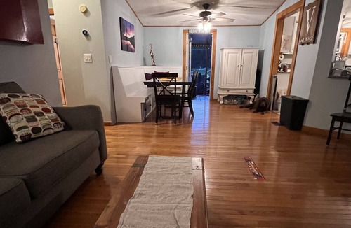 Barnstead House | Cozy home with private beach on Huntress Pond and short drive to skiing!