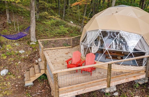 Wallkill House | Cozy, Seasonal Geo-Dome with Heat/AC on Private Hiking paradise in Gunks.
