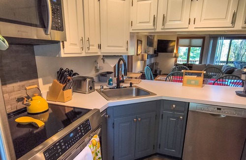Quechee House | Dog-friendly townhome with views, AC & fireplace - walk to Village of Quechee