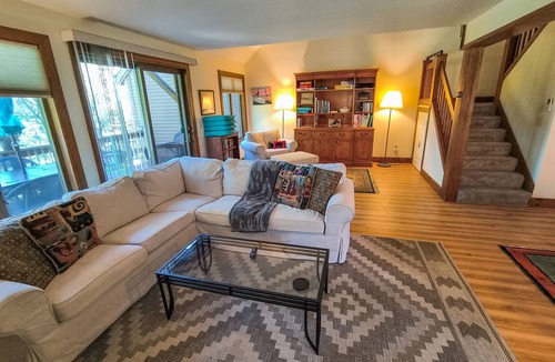 Quechee House | Dog-friendly townhome with views, AC & fireplace - walk to Village of Quechee