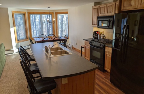 North Troy Condo | Fabulous ski in/ski out 2 bedroom condo, steps away from Grammy Jay trail!