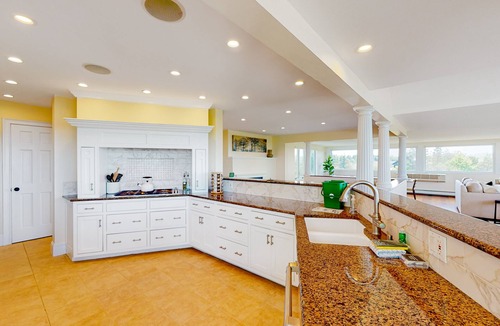 Charlotte House | Gorgeous home with amazing lake views, fireplace, firepit, hot tub, & balcony