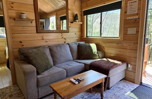 Bath House | Incredible Modern Tiny Log Cabin near the Ammonoosuc River for a Romantic Getaway in New Hampshire