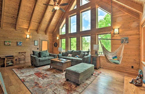 Indian Lake House | Log Cabin Getaway on Double Lot at Indian Lake!