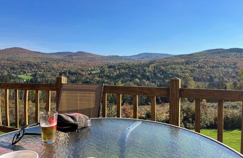 Colebrook Ski Chalet | Log Cabin on 6 acres w direct snowmobile trail access, Mountain views & sunsets