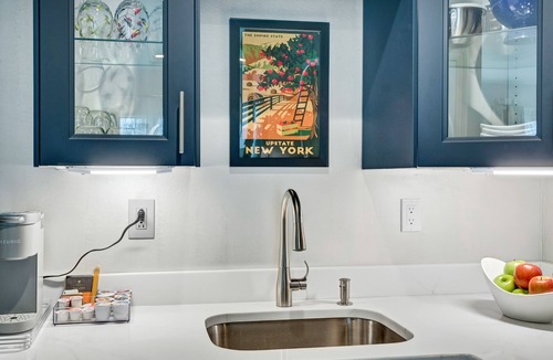 Warwick Apartment | Luxe Penthouse Loft on Main St- Steam Shower, Elevator, Parking, Views, Kitchen