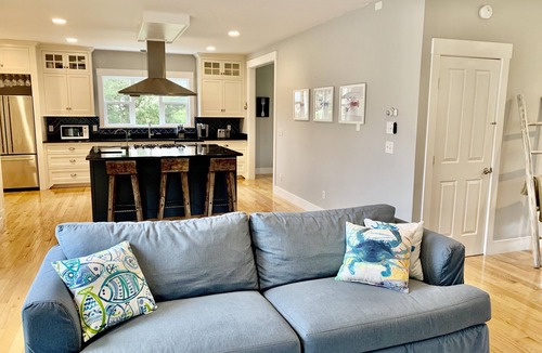 Oak Bluffs House | Modern 4 bed/3.5 bath Farmhouse, private HEATED POOL and AC on bike path
