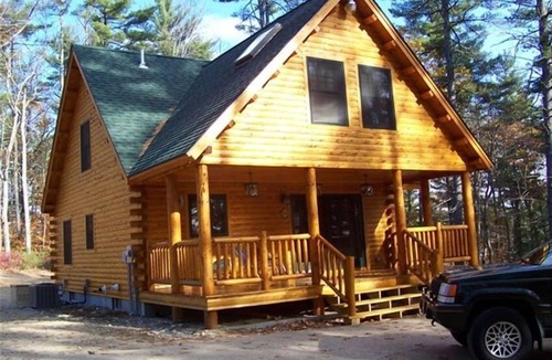 Shapleigh Cabin | Mousam Lake Lodge Decorated 3 Bedroom Log Cabin W/Sandy Beach