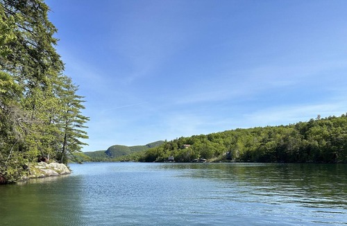 Putnam Station House | New home steps from Lake George with lake views, swimming access and boat slip