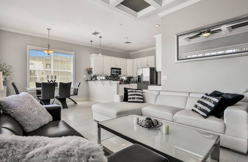 Reunion Villa | Oasis Villa | 5BR, 4.5 Bath Luxe Home w/Private Pool, Arcade, and Theater Near Orlando Theme Parks