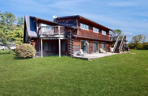 Cavendish Cabin | Riverfront mountain view house w/fireplace, firepit, decks, w/d, wifi, yard