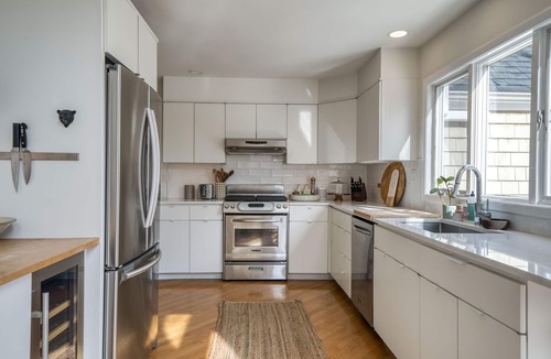 Town of Southold Town House | Scandinavian modern style meets the North Fork with gunite pool.