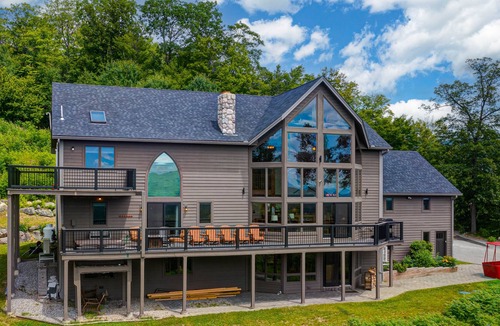 Sunday River Area House | Sprawling mountain-view home with private pool, hot tub, game room, & fireplace