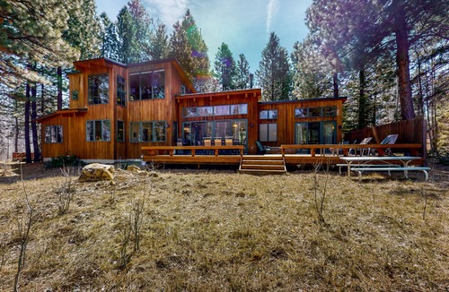 Black Butte Ranch House | Tree-lined home with private hot tub, resort pools, hot tubs, & gym