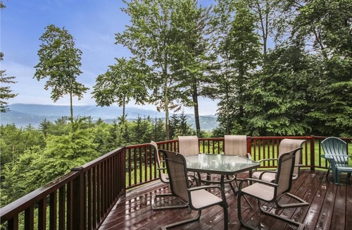Stowe Area House | Treetops: 4 br, woodstove, a/c, deck & views, firepit, garage, great location!