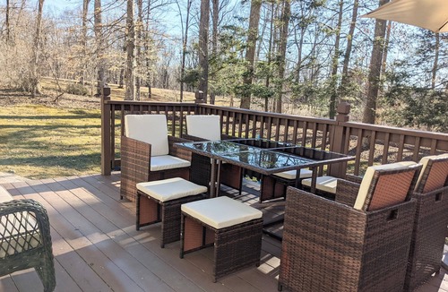 Lynchburg House | Welcome to Stone Cottage: Elegant, Work from Home, Back Deck w/Fire Pit